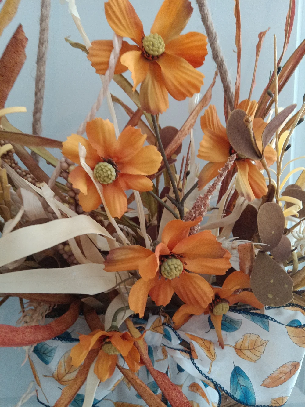 Autumn Orange Floral Hanging Basket by